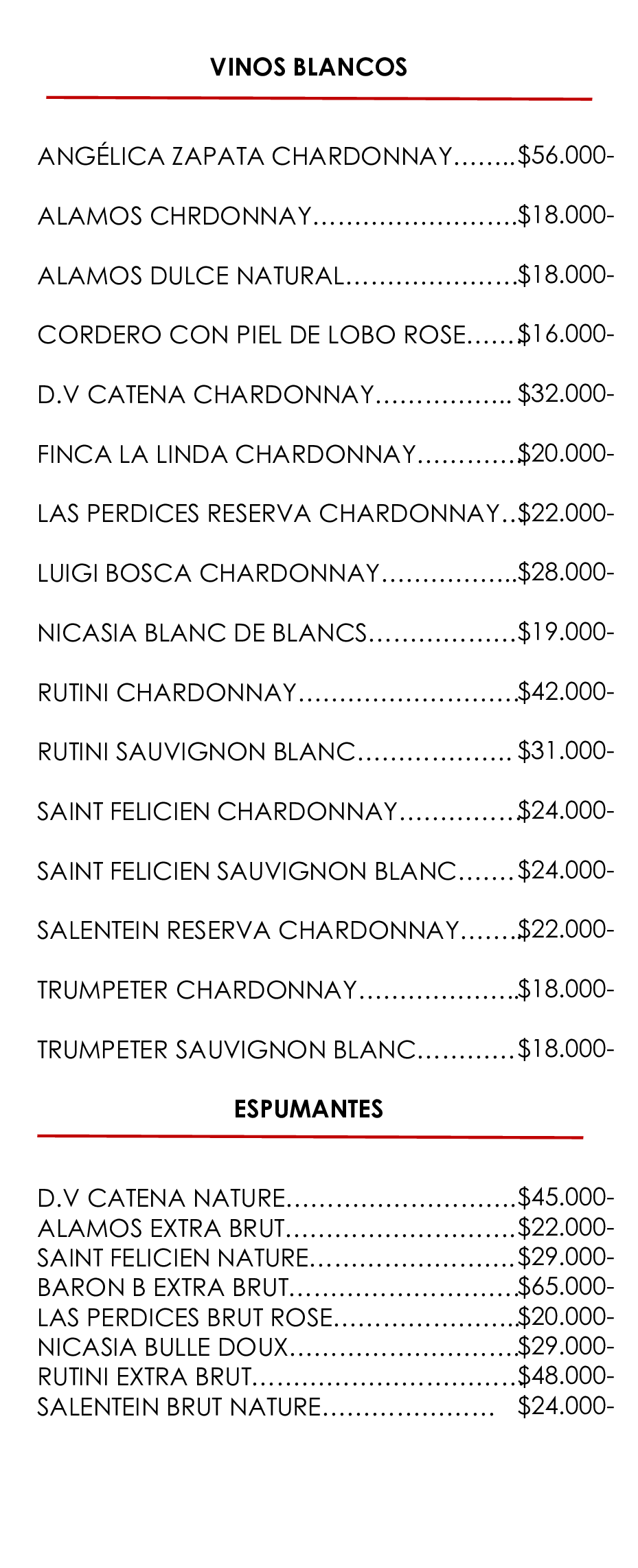 VINOS BLANCOS Y ESPUMANTES