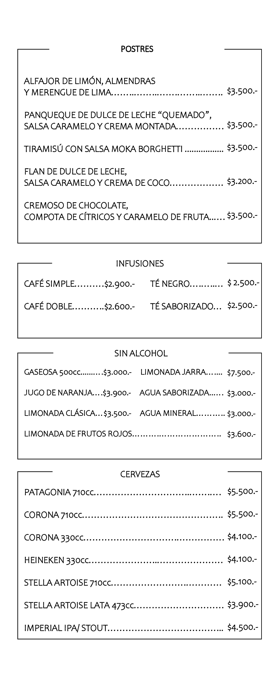 POSTRES Y SIN ALCOHOL